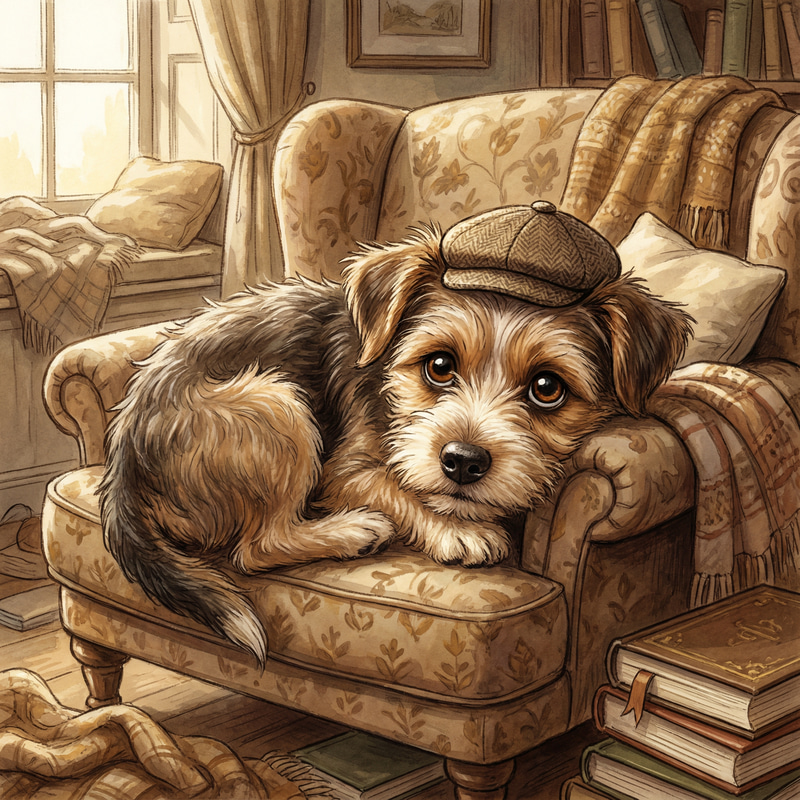 Adorable Small Dog in Stylish Hat Illustration Adorable Small Dog in Stylish Hat Illustration
