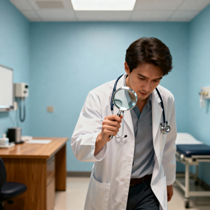 Doctor Searching with Magnifying Glass Doctor Searching with Magnifying Glass