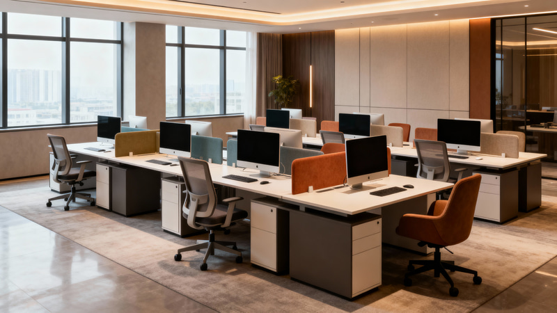 Stylish Contemporary Office with 8 Desks & Monitors
