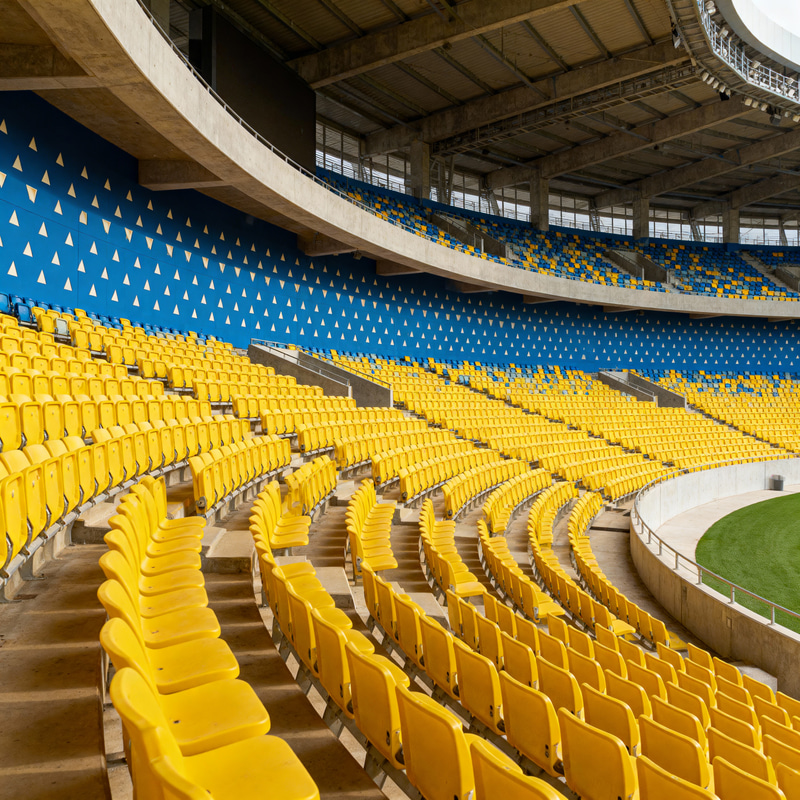 Vibrant Yellow and Blue Stadium Design