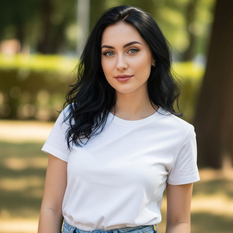 20-Year-Old Caucasian Girl with Black Hair & Blue Eyes