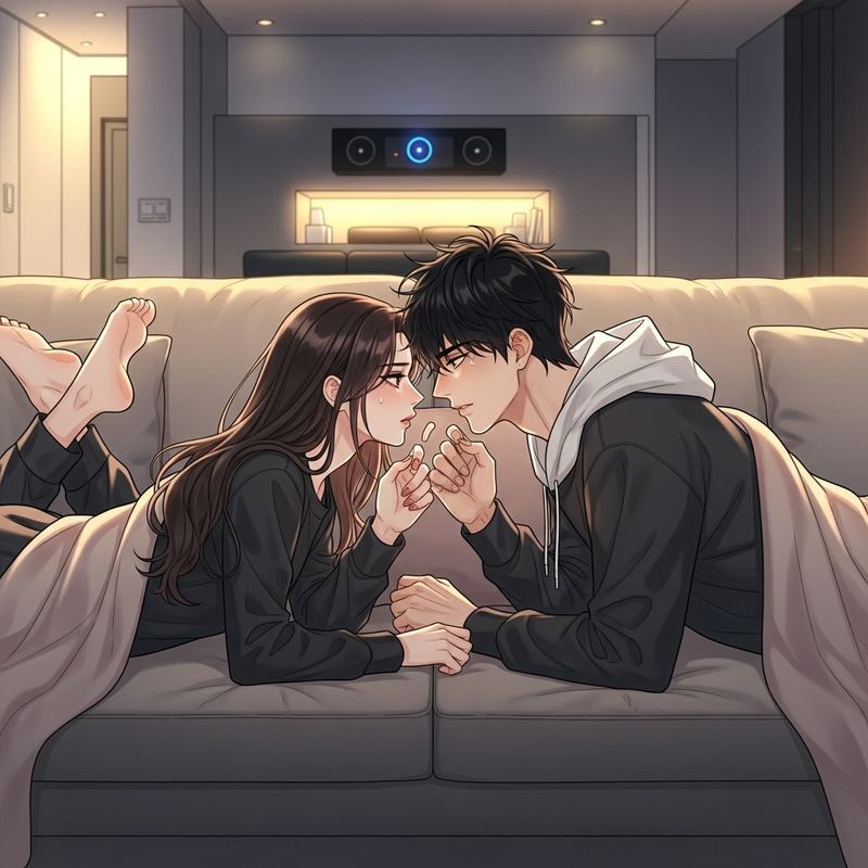 Cozy Romantic Manhwa Illustration of a Couple Cozy Romantic Manhwa Illustration of a Couple