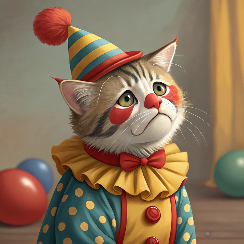 Sad Clown Cat: A Realistic Portrait Sad Clown Cat: A Realistic Portrait