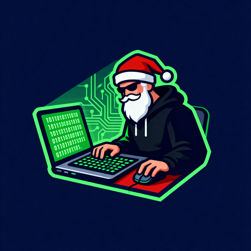 Hacker Santa Logo - Christmas Cybersecurity Theme Hacker Santa Logo - Christmas Cybersecurity Theme