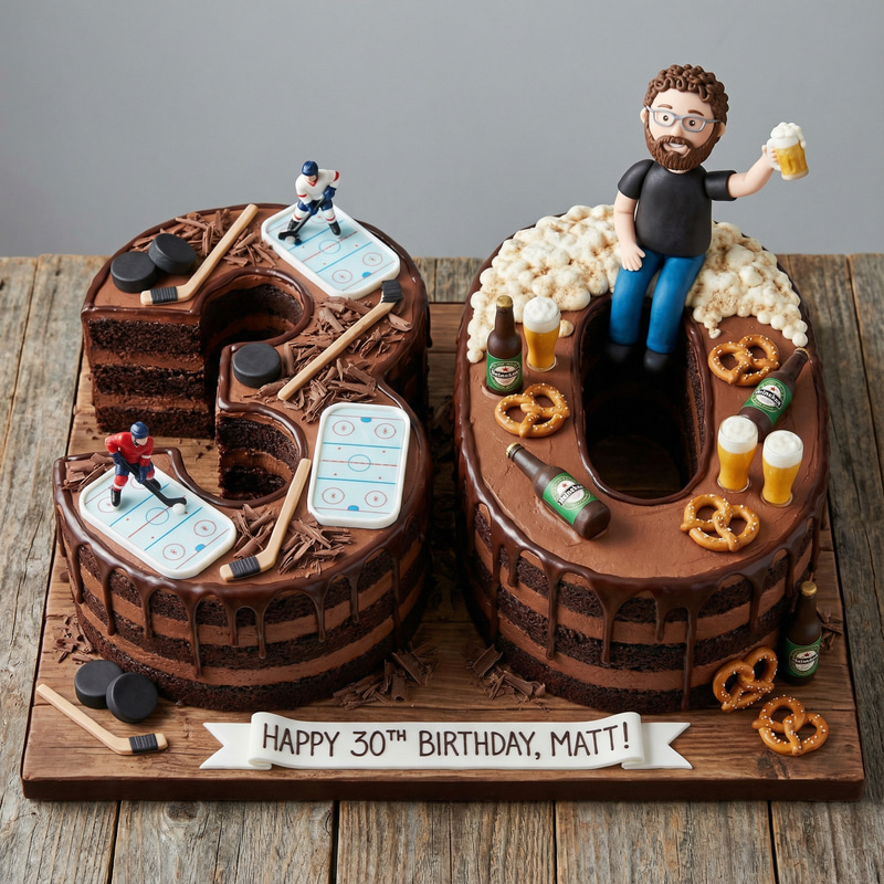 3D Chocolate Birthday Cake - Number 30 Design