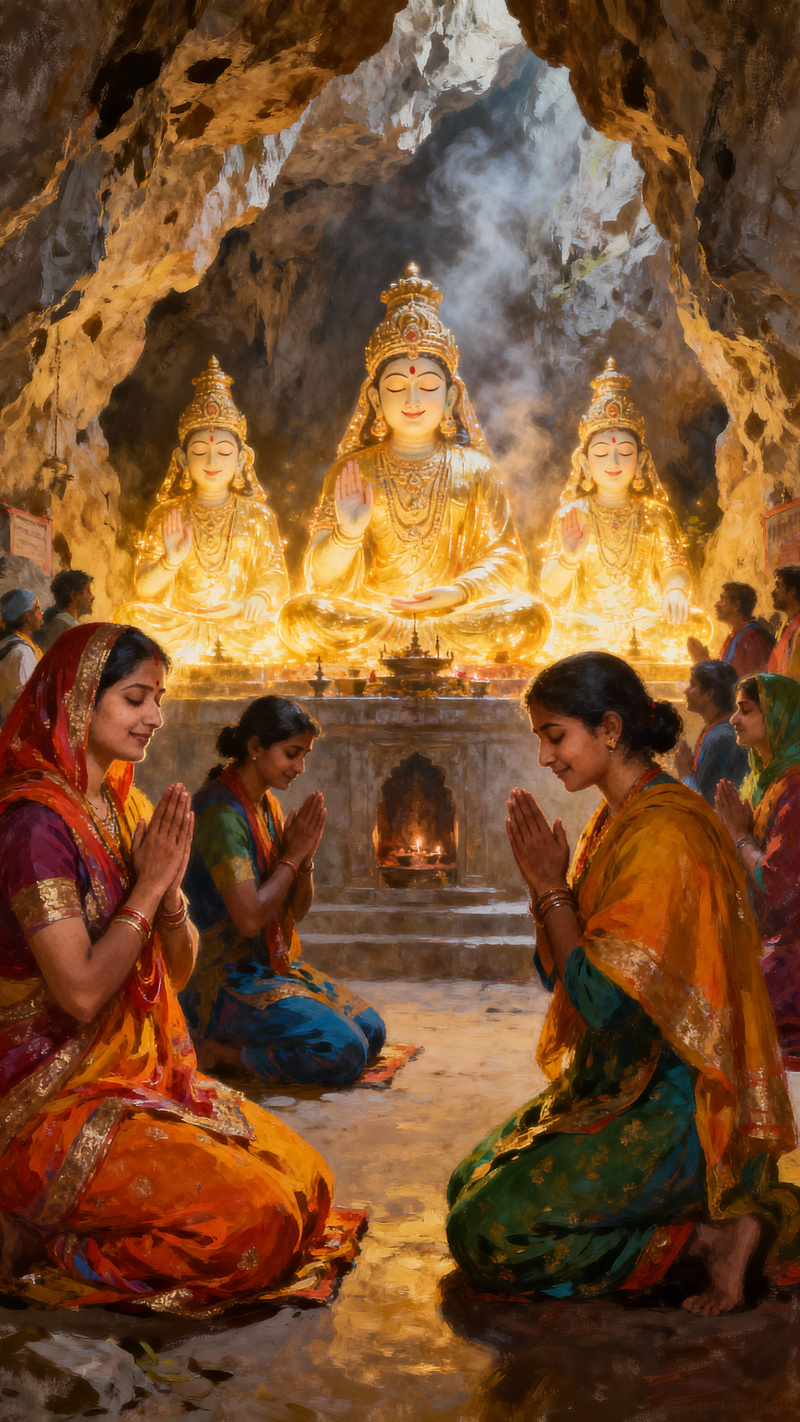 Devotees in Mata Vaishno Devi Cave - A Divine Experience Devotees in Mata Vaishno Devi Cave - A Divine Experience