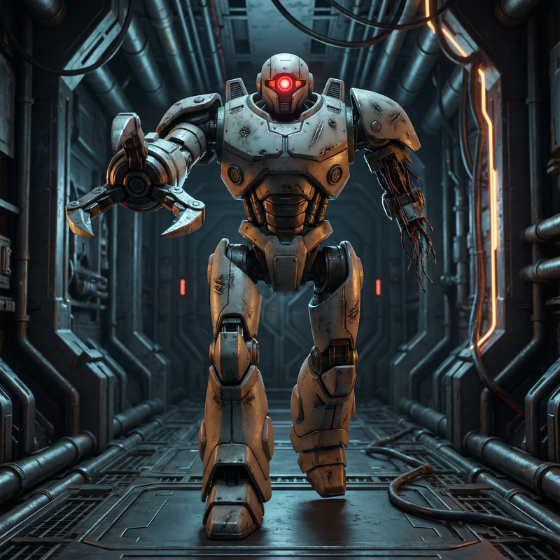 SF Fortress Depths: 3D Render with Damage Details