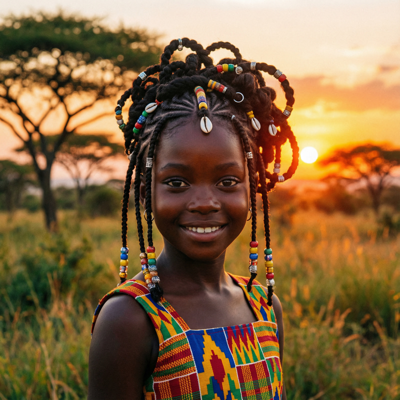 Natural Beauty of a Young African Girl at Sunset Natural Beauty of a Young African Girl at Sunset