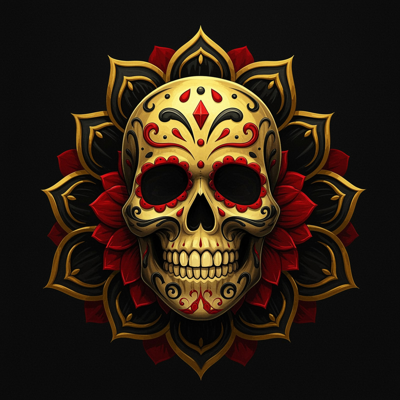 Gaming Guild Logo: Mexican Skull & Floral Design