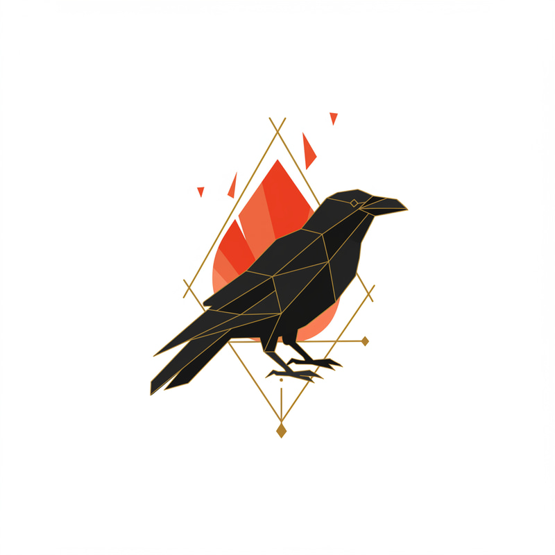 Minimalist Geometric Crow Logo Design