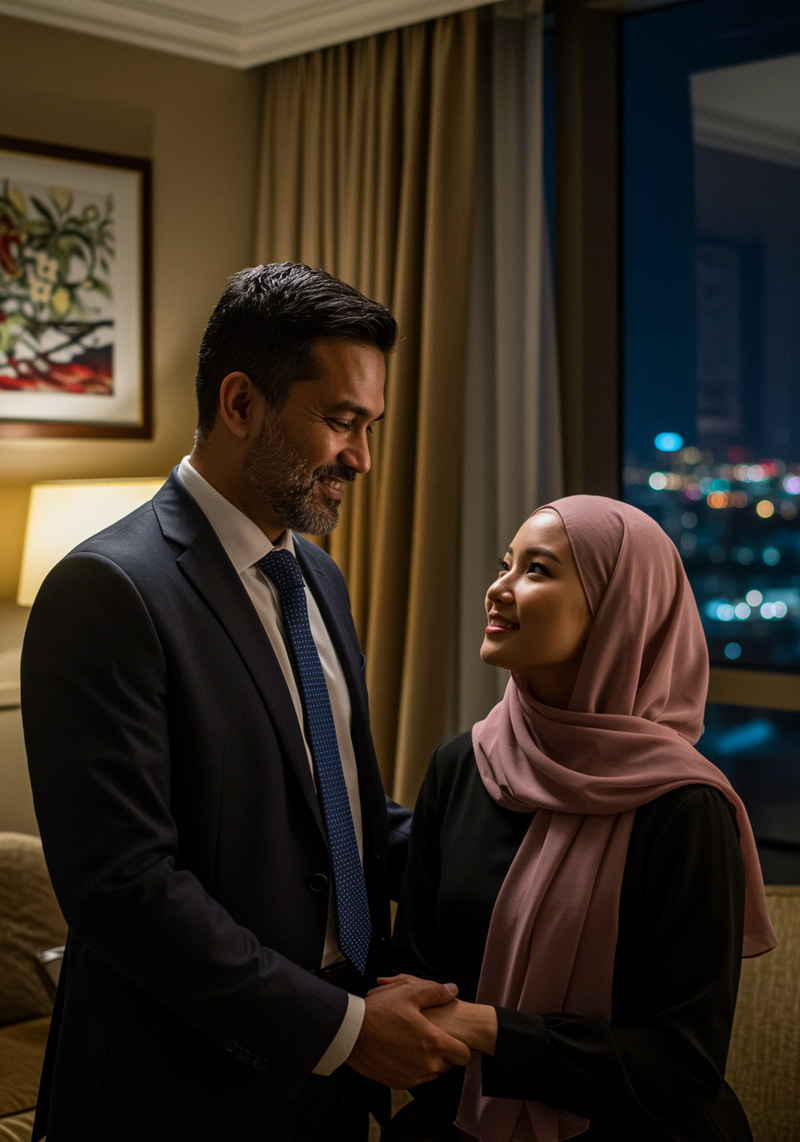 CEO and Korean Muslim Woman in Luxurious Setting CEO and Korean Muslim Woman in Luxurious Setting