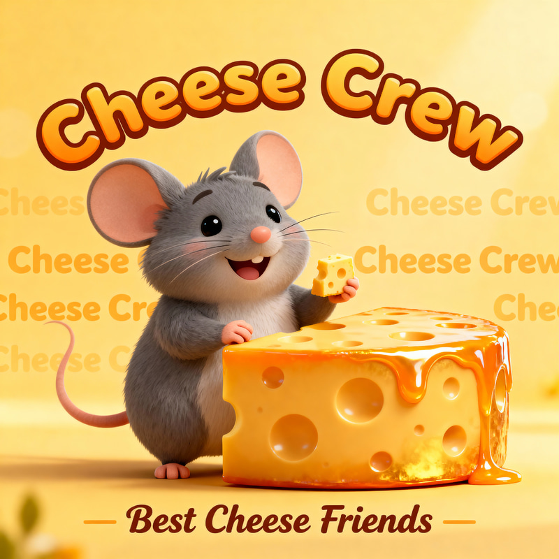 Cheese Crew: Adorable Cheese and Mouse Mascot