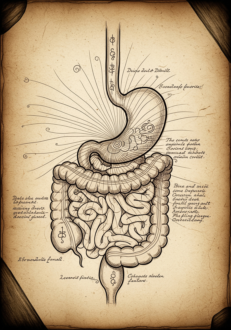 Artistic Digestive System Sketch in Da Vinci Style Artistic Digestive System Sketch in Da Vinci Style