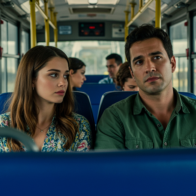 Couple on a Bus: A Moment Captured in Transit Couple on a Bus: A Moment Captured in Transit