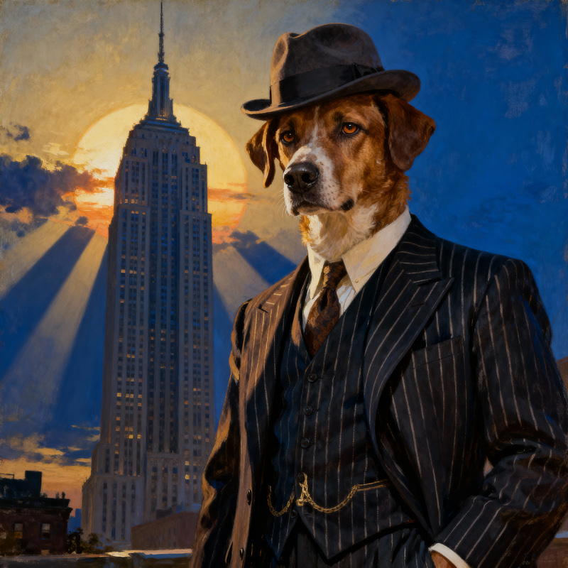 Vintage Dog Illustration: A Surreal Masterpiece