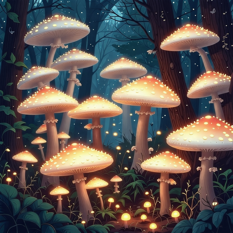 Enchanted Forest with Glowing Mushrooms | Magical Realism Art Enchanted Forest with Glowing Mushrooms | Magical Realism Art
