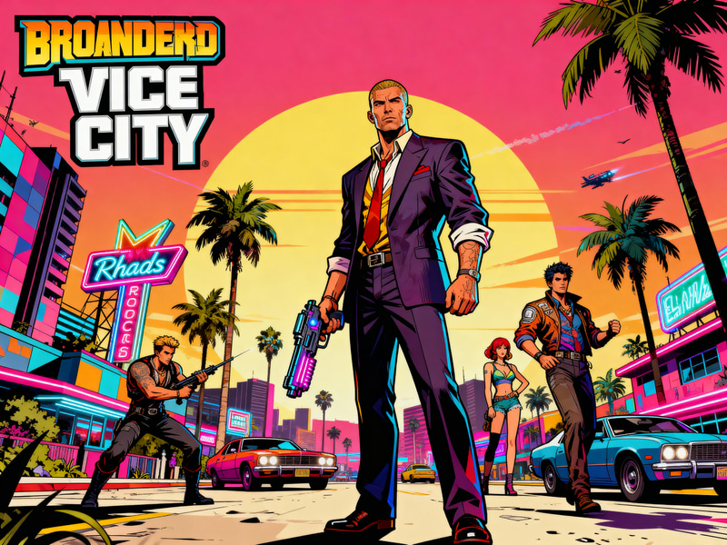 GTA Vice City Inspired Art in Borderlands Style GTA Vice City Inspired Art in Borderlands Style