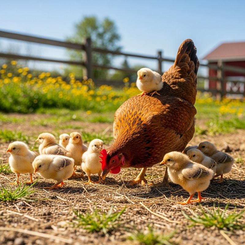 Caring Chicken Hen with Adorable Chicks Caring Chicken Hen with Adorable Chicks