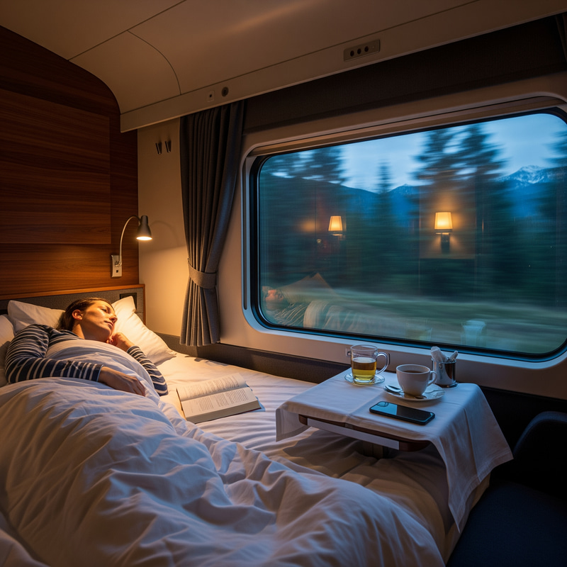 Traveling Passenger in Sleeper Coach