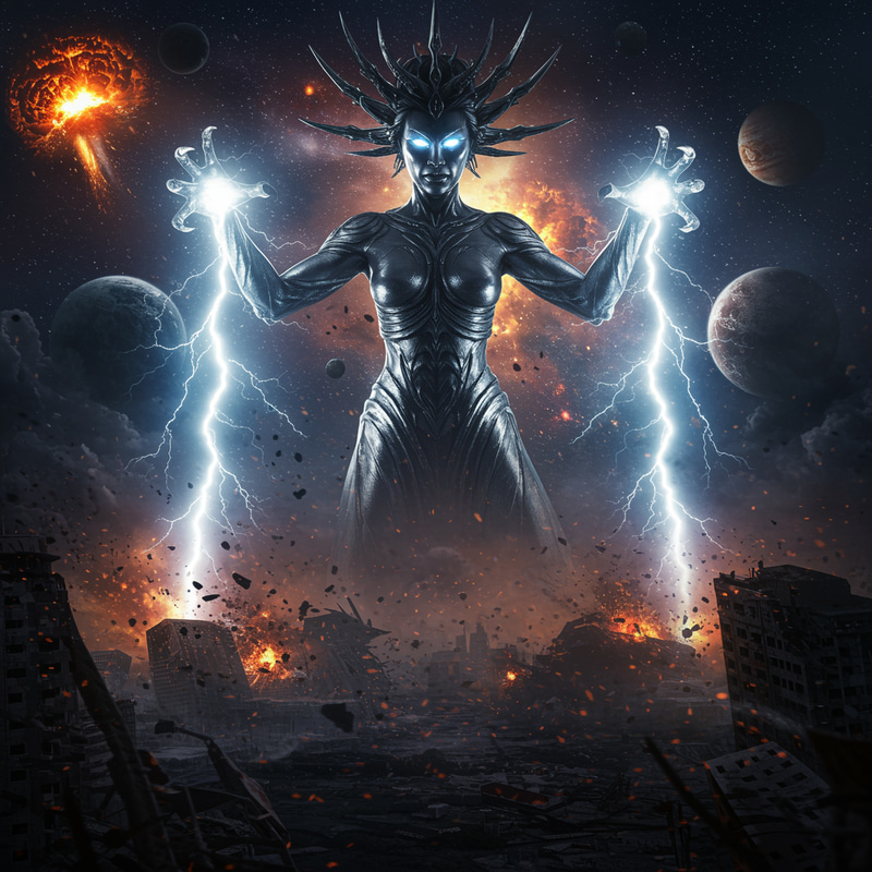 Evil Silver Metal Goddess: World Destruction