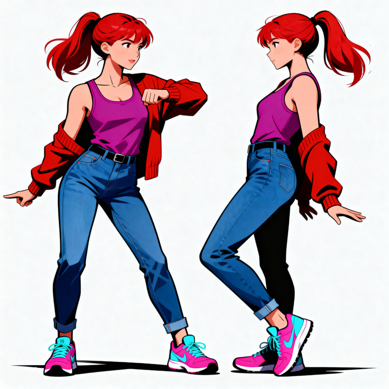 Stylish Red-Haired Girl in Trendy Outfit Stylish Red-Haired Girl in Trendy Outfit