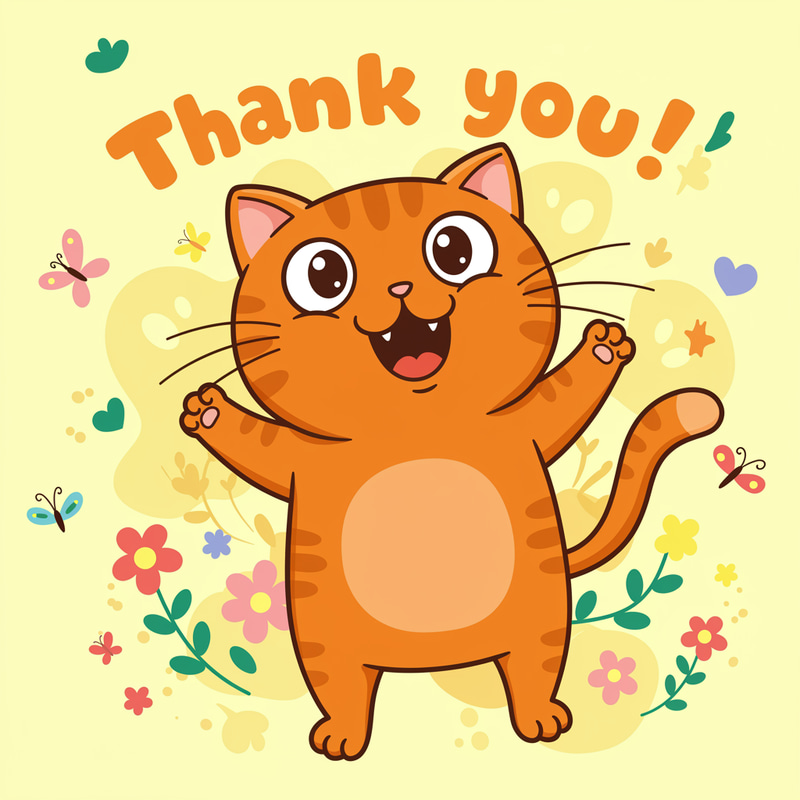 Thank You! Cute Cartoon Orange Cat Thank You! Cute Cartoon Orange Cat