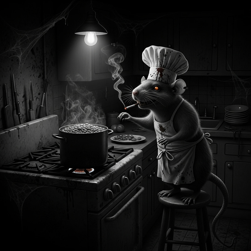 Horror Art: Rat Chef Cooking Beans Horror Art: Rat Chef Cooking Beans