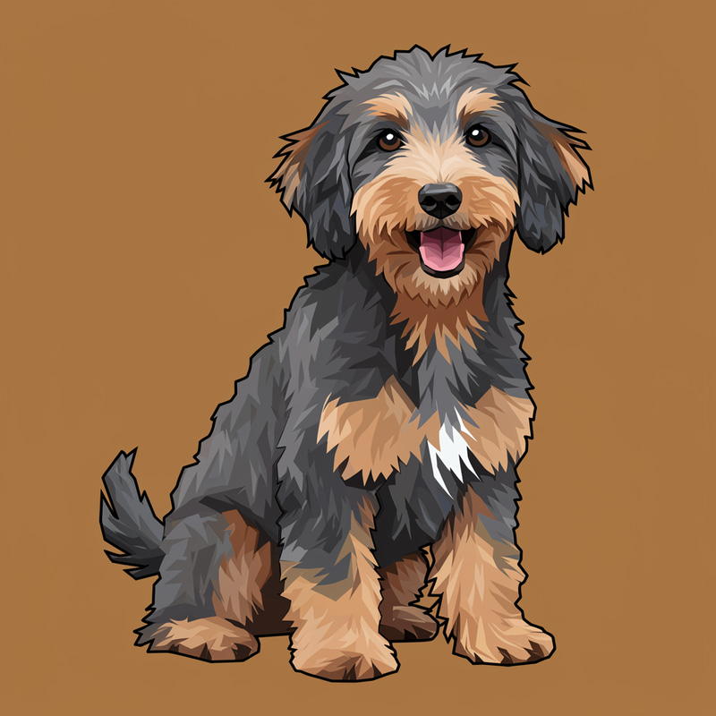 Cubism Ozzidoodle Dog Art - Geometric Shapes