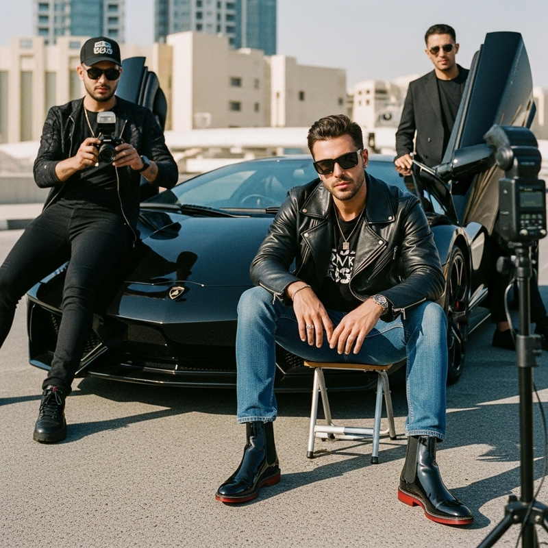 Grunge Analog Photo with Lamborghini in Dubai Grunge Analog Photo with Lamborghini in Dubai