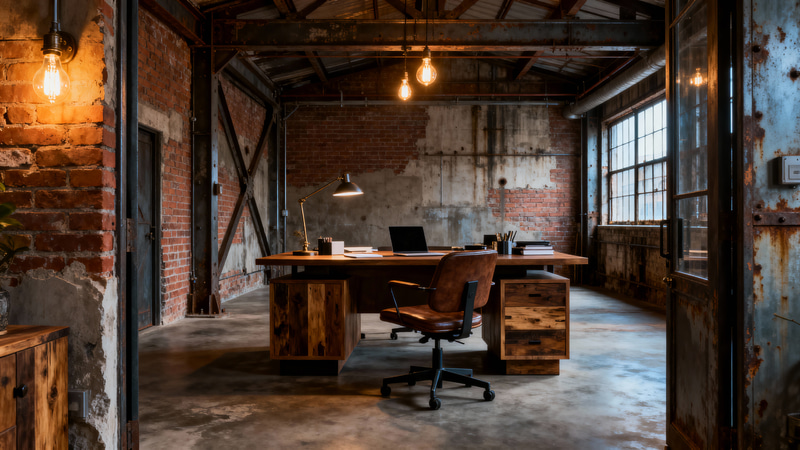 Elegant Double Home Office Design in Industrial Style