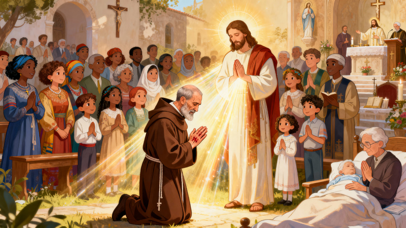 Inspiring St. Padre Pio Cartoon Art Inspiring St. Padre Pio Cartoon Art