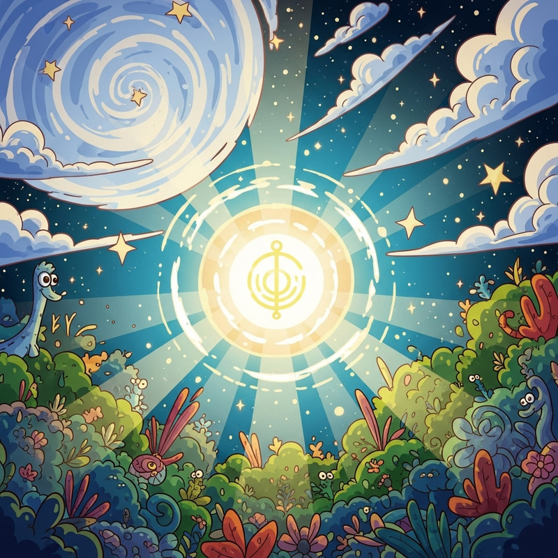 Colorful Creation of the World with Wisdom Symbol Colorful Creation of the World with Wisdom Symbol