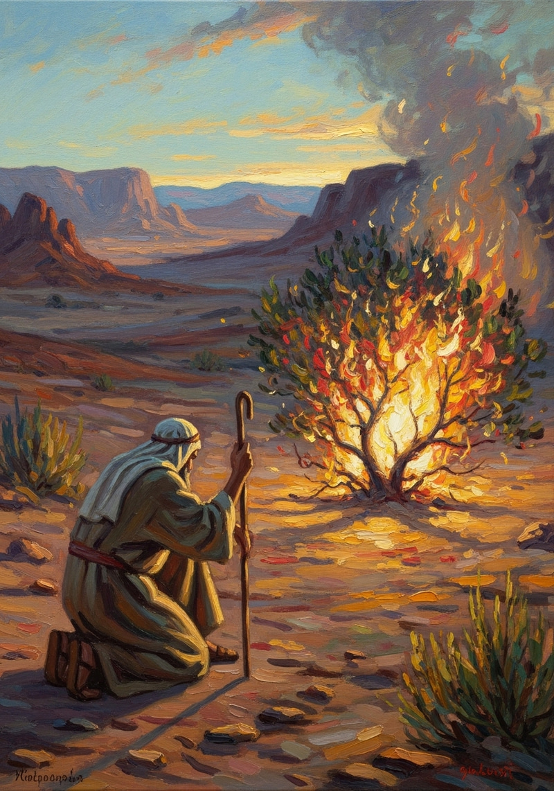 Impressionist Art of Moses and the Burning Bush Impressionist Art of Moses and the Burning Bush