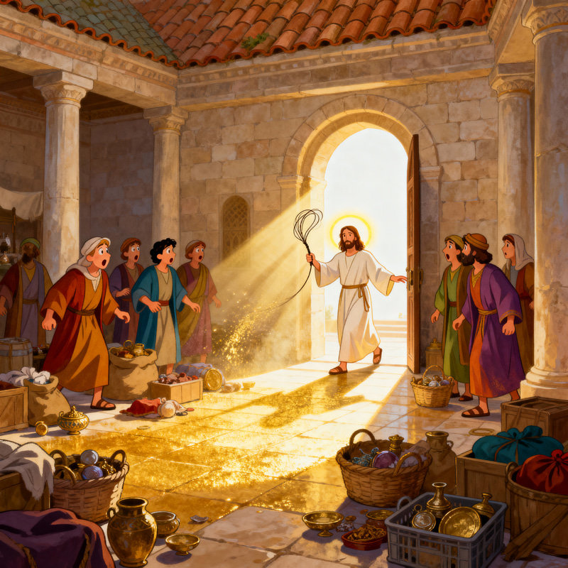 Cartoon of Jesus Cleansing the Temple Cartoon of Jesus Cleansing the Temple