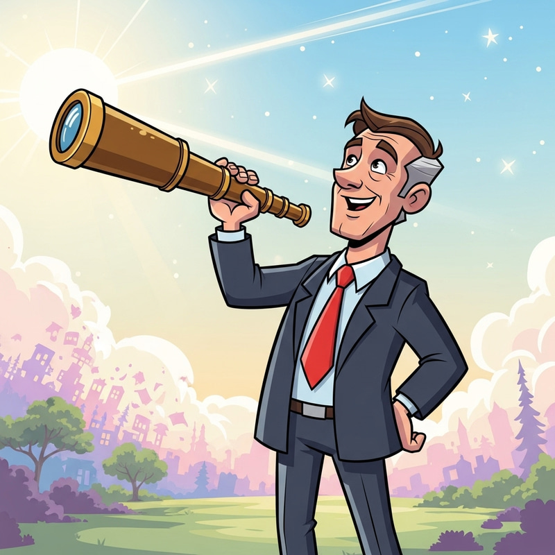 Man with Telescope Gazing at the Heavens