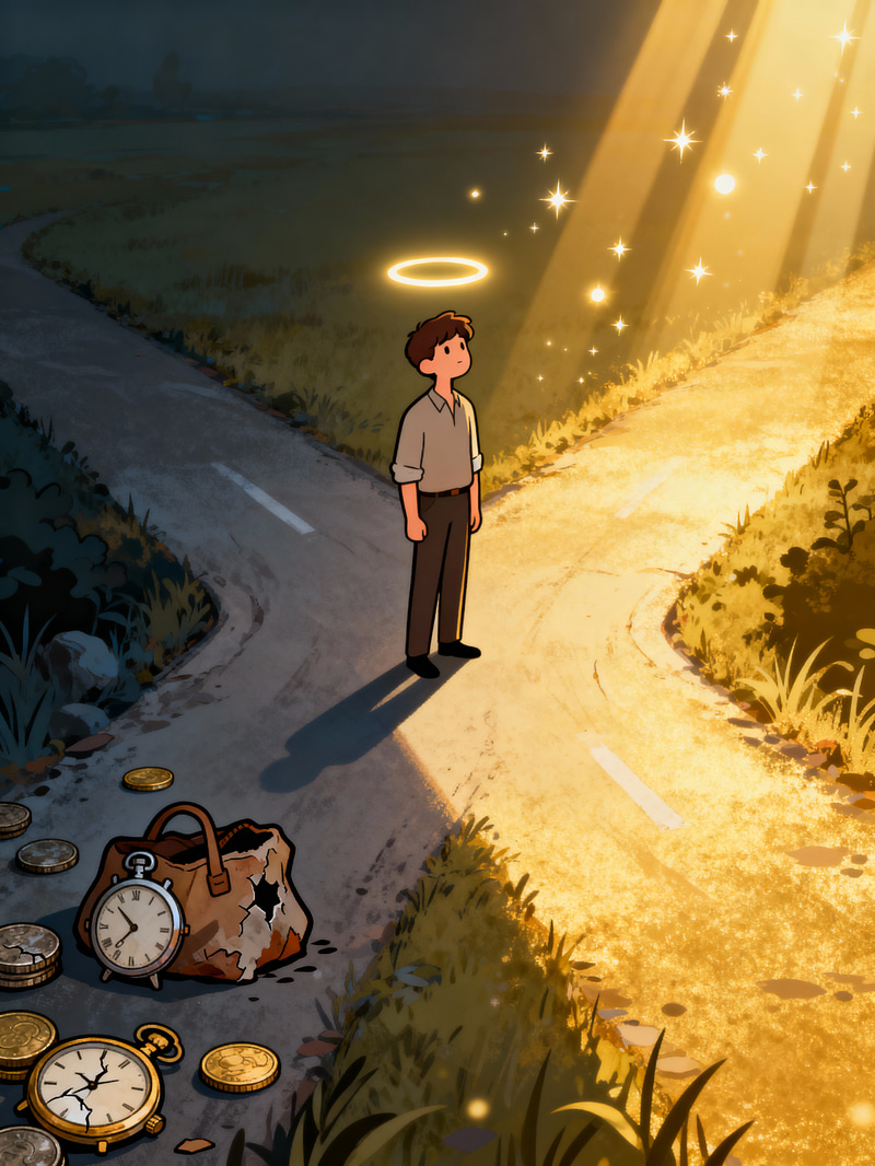 A Man at a Crossroads: Choices of Light and Loss