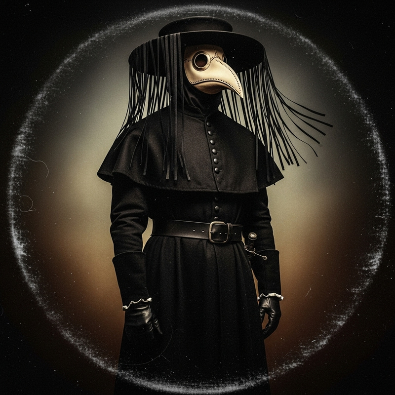 1950s Style Album Cover with Plague Doctor 1950s Style Album Cover with Plague Doctor