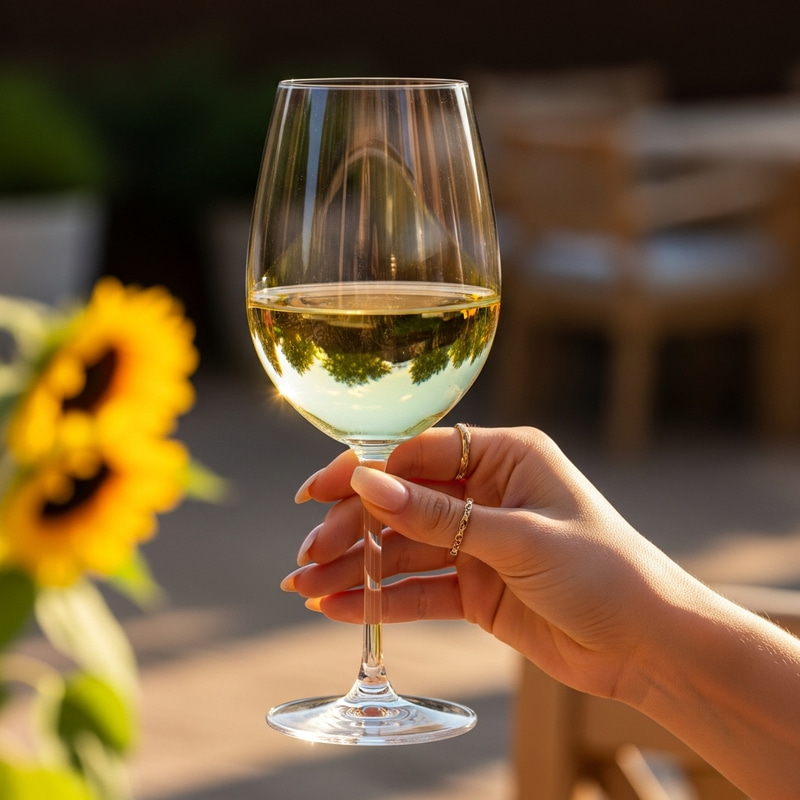 Hand Holding a Glass of White Wine