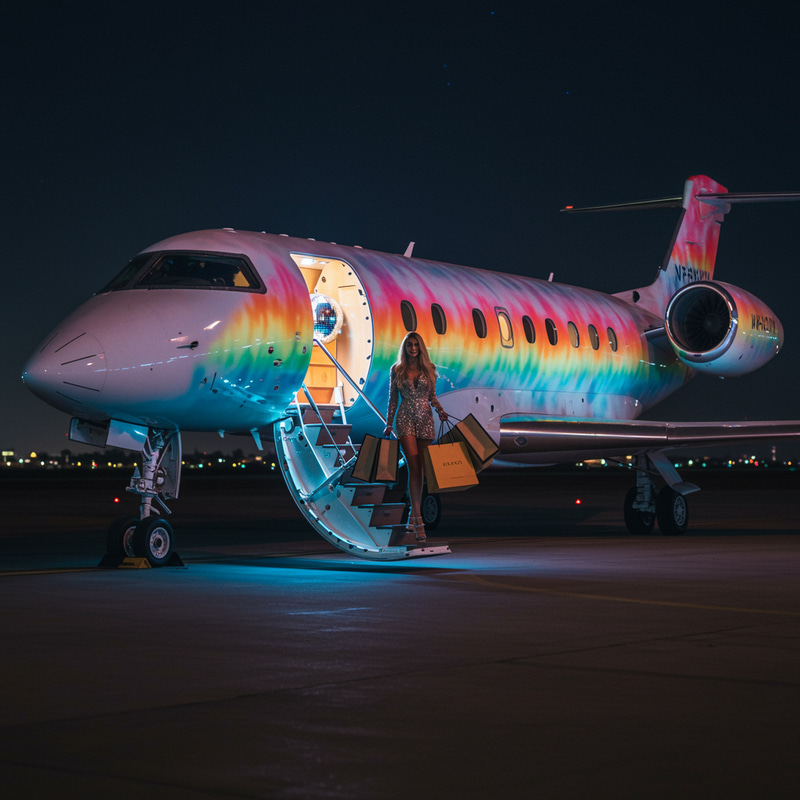 Glamorous Tie Dye Private Jet Experience Glamorous Tie Dye Private Jet Experience