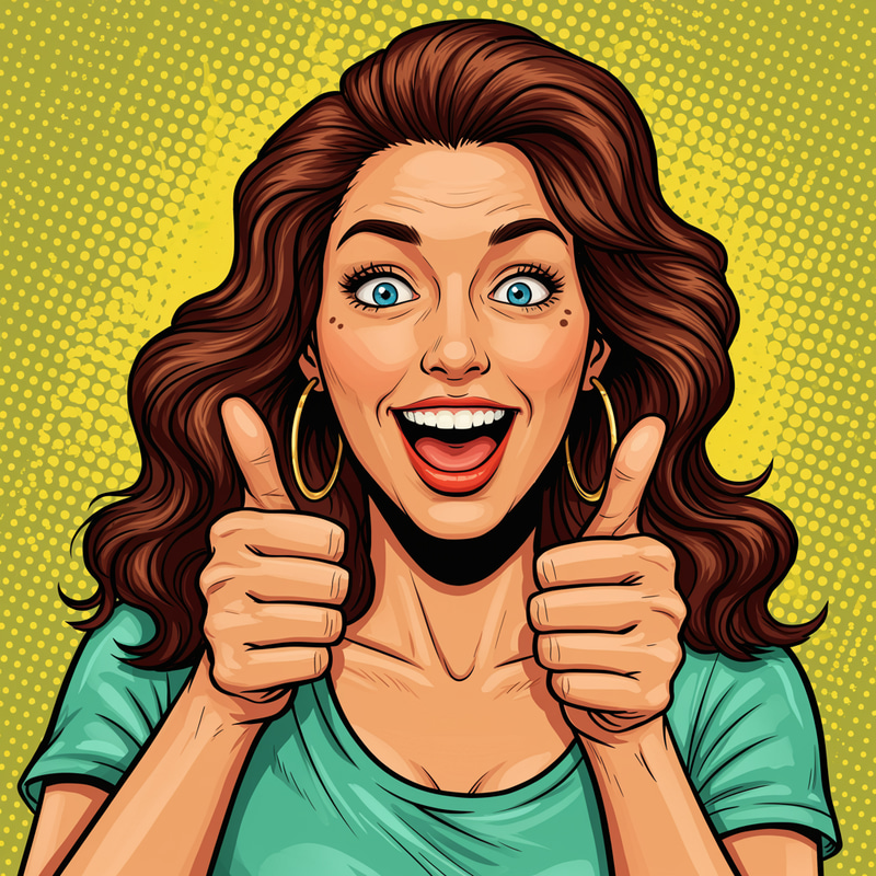 Cheerful Pop Art Model Thumbs Up Illustration Cheerful Pop Art Model Thumbs Up Illustration