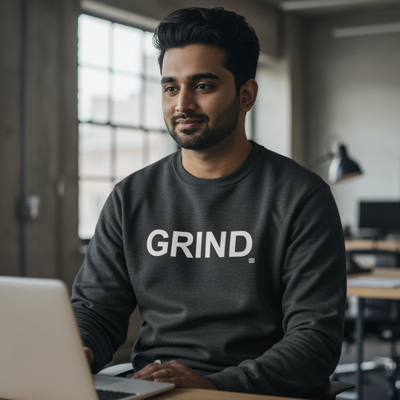 Aesthetic Sweatshirts with GRIND Logo for Entrepreneurs