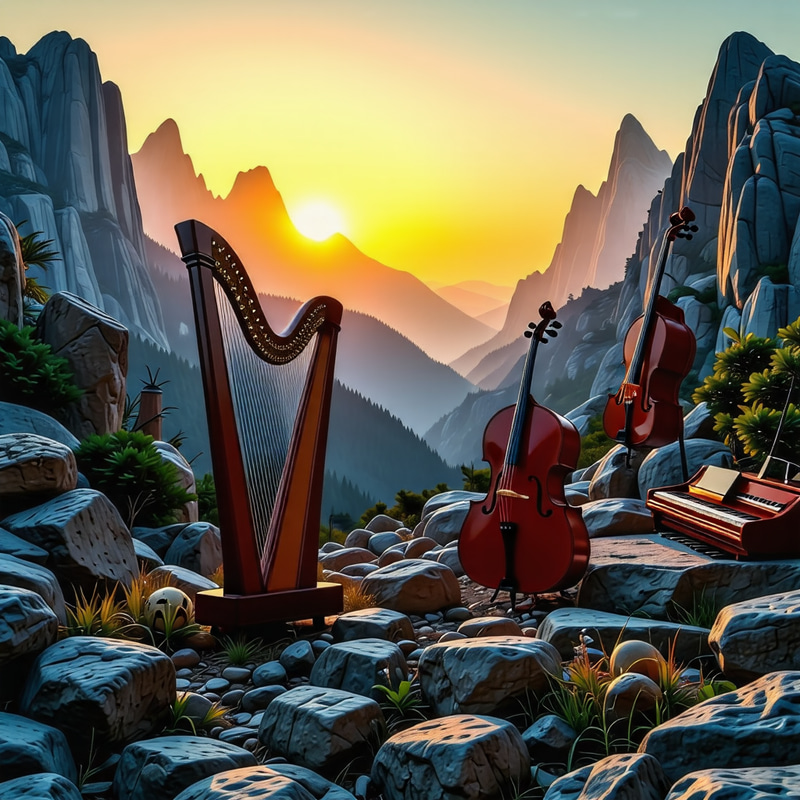 Cinematic Musical Landscape with Harp, Cello & Piano Cinematic Musical Landscape with Harp, Cello & Piano