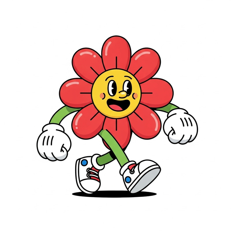 Cheerful Cartoon Flower Character for Kids