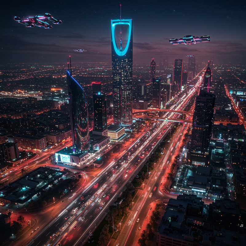 Futuristic Riyadh: A Cyberpunk Nightscape