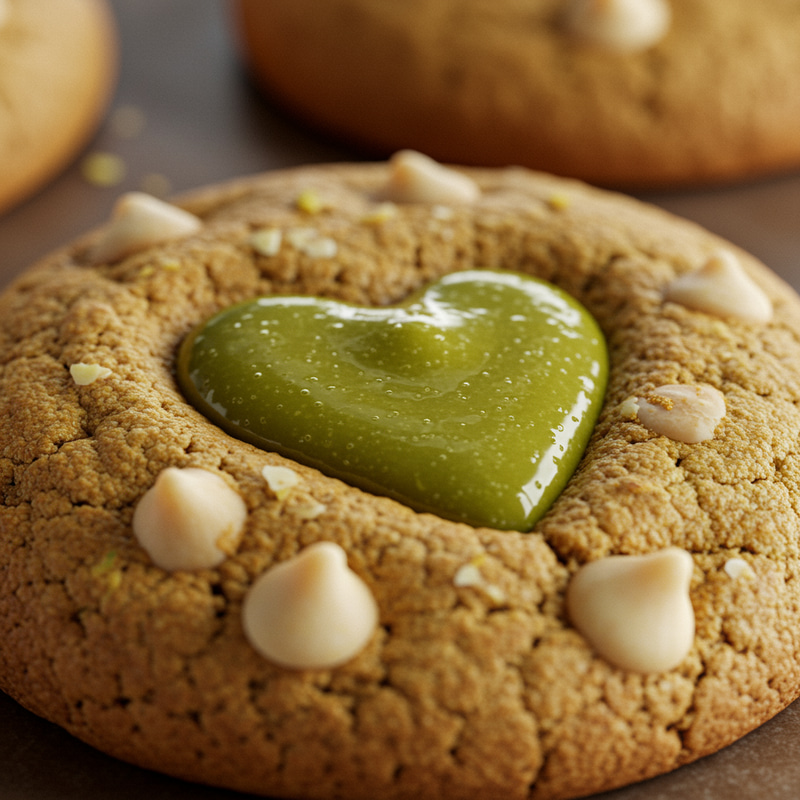 Pistachio Cookie with Melted Pistachio Heart Pistachio Cookie with Melted Pistachio Heart