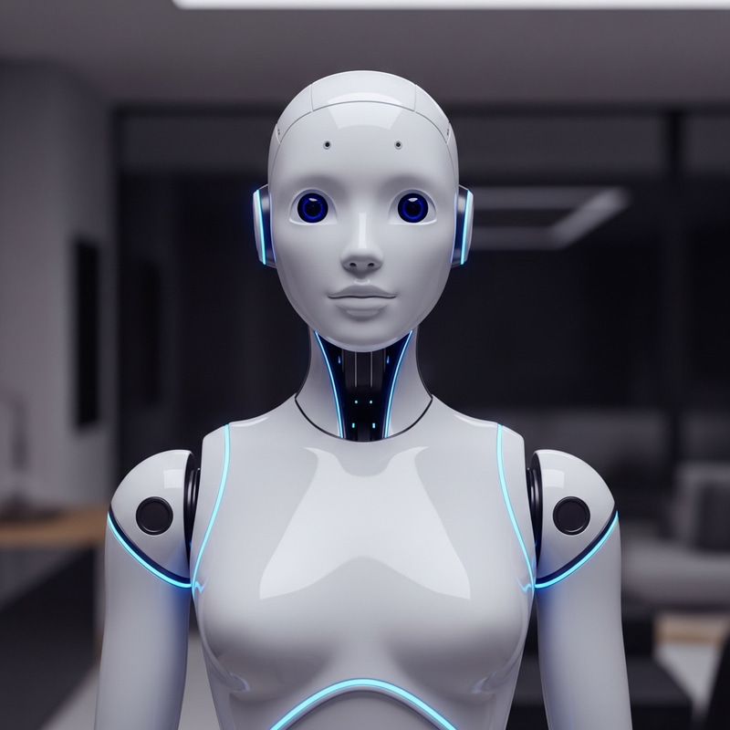 Female Humanoid Virtual Assistant Robot Front View Female Humanoid Virtual Assistant Robot Front View