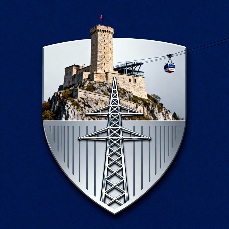 Bastille Grenoble Crest with Cable Car & Pylon