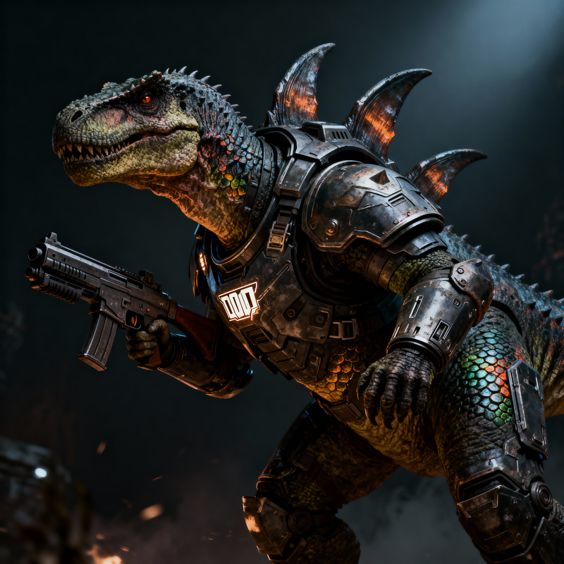 Spinosaurus with Doom Slayer Armor & Shotgun Spinosaurus with Doom Slayer Armor & Shotgun