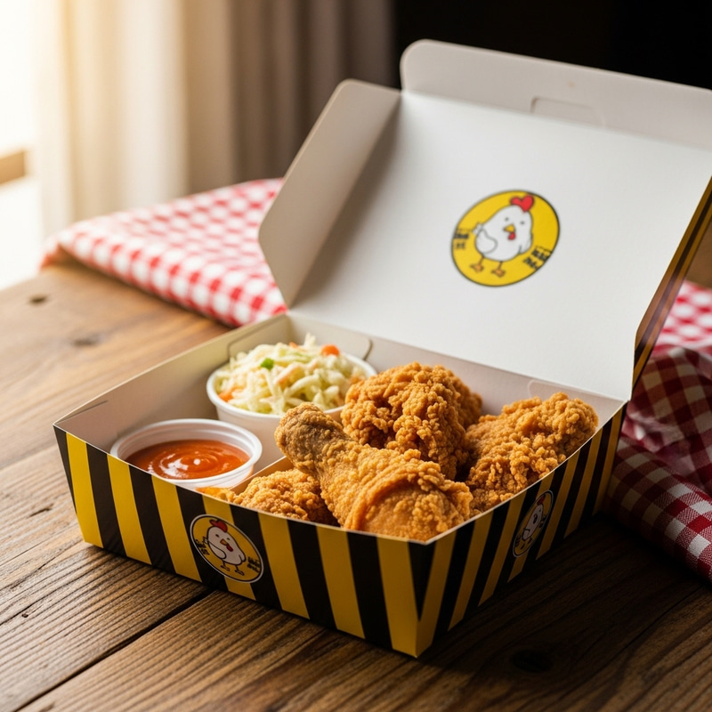 Fried Chicken Packaging in Black and Yellow Fried Chicken Packaging in Black and Yellow