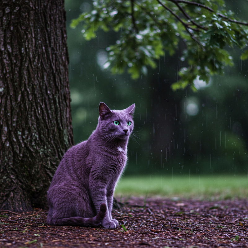 Violet Cat in the Rain Violet Cat in the Rain
